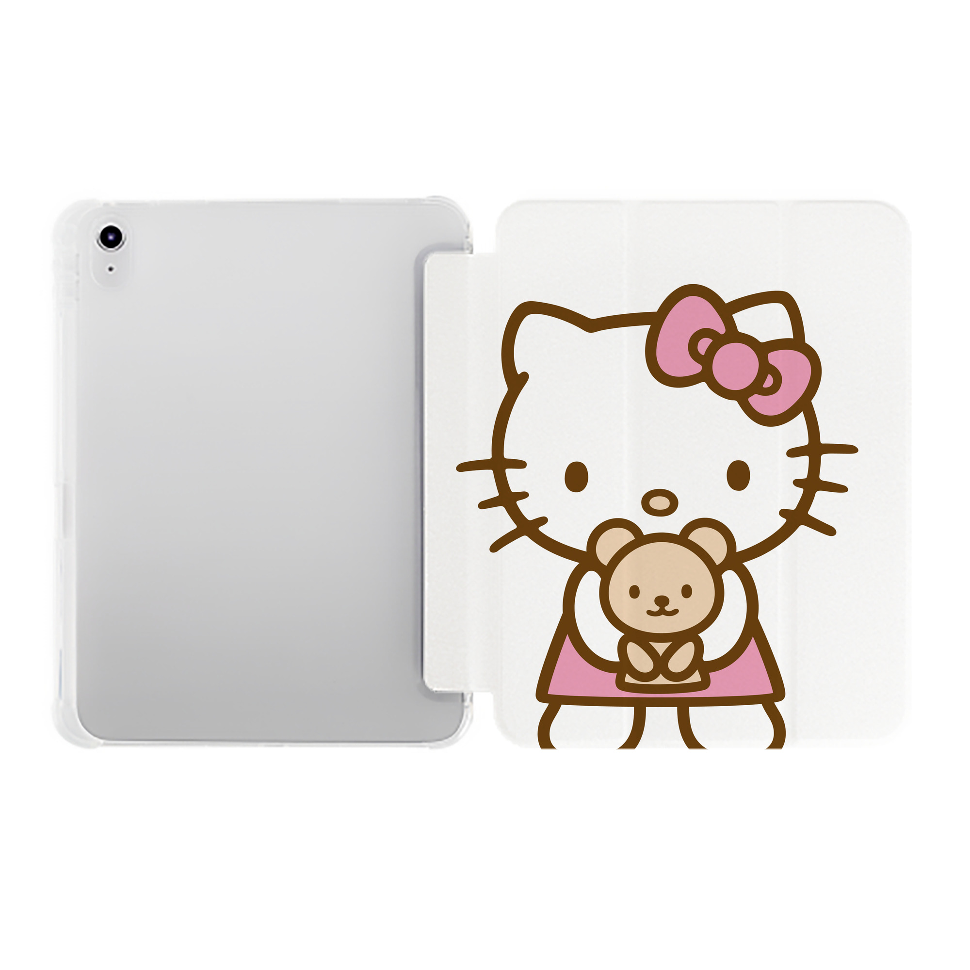 （画像用） Hello Kitty ハローキティ IPad ケース ペン収納付き 三つ折りスタンド PUレザー×シリコン 対応機種9.5/10.5/10.9インチ